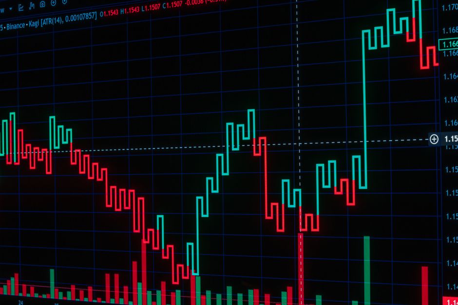 Vibrant red and green candlestick chart showcasing crypto market trends.